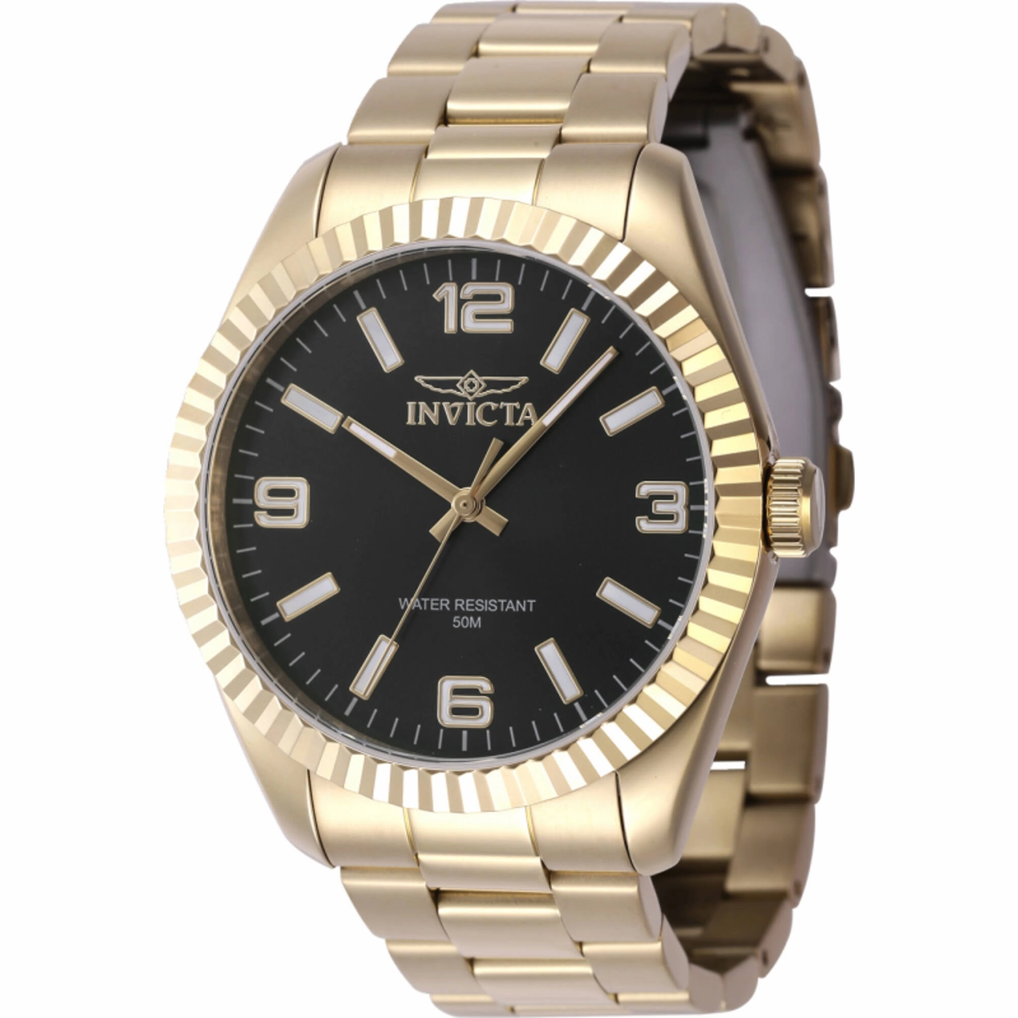 Invicta Men's Watch - Specialty Quartz Black Dial Yellow Gold Bracelet | 47458