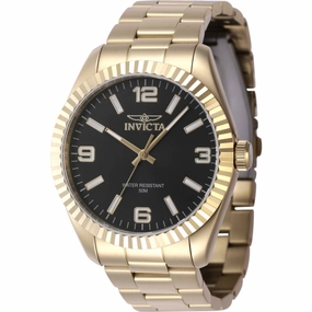 Invicta Men's Watch - Specialty Quartz Black Dial Yellow Gold Bracelet | 47458