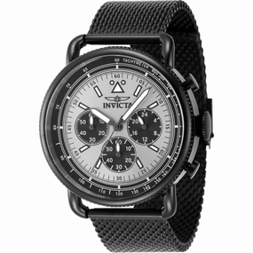 Invicta Men's Watch - Speedway Chrono Silver Tone Dial Black Mesh Bracelet | 47362