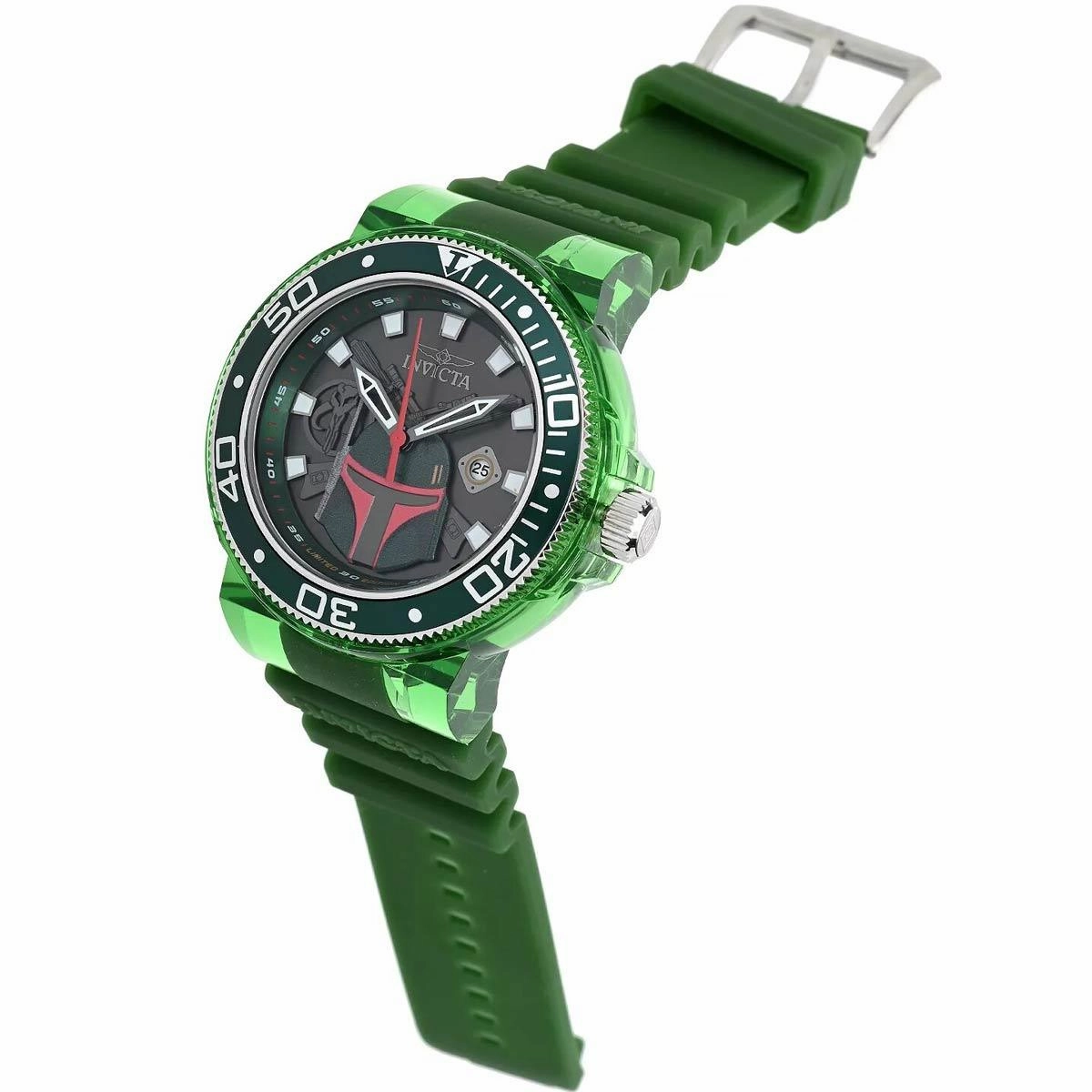 Invicta Men's Watch - Star Wars Boba Fett Rotating Bezel Green Rubber Strap | 39708