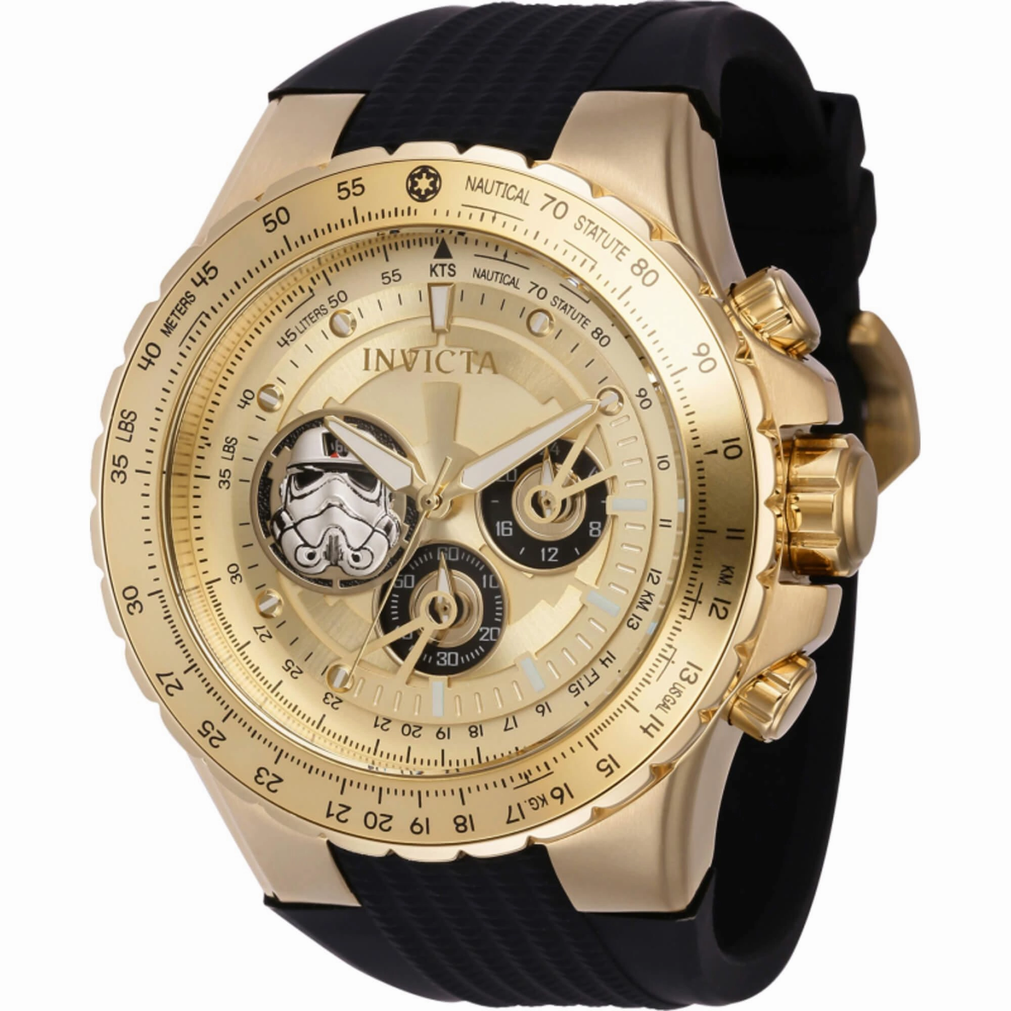 Invicta Men's Watch - Star Wars Stormtrooper Chrono Gold Dial Rubber Strap | 41322
