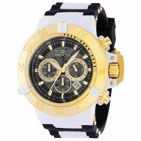 Invicta Men's Watch - Subaqua Noma III Gold Tone Bezel Black and White Strap | 39001