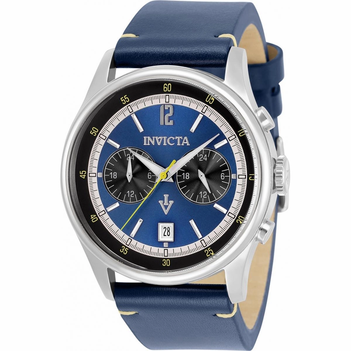 Invicta Men's Watch - Vintage Quartz Blue Leather Strap Stainless Steel Case | 33505