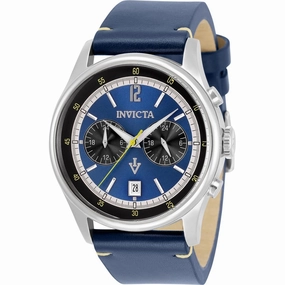 Invicta Men's Watch - Vintage Quartz Blue Leather Strap Stainless Steel Case | 33505