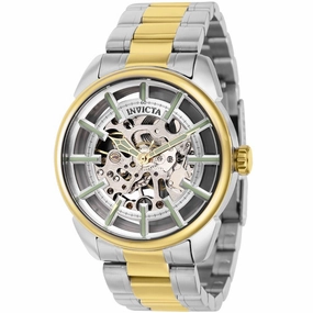 Invicta Men's Watch - Vintage Silver Semi Skeleton Dial Two Tone SS Bracelet | 37926