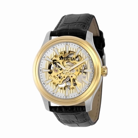 Invicta Men's Watch - Vintage White and Gold Tone Semi Skeleton Dial Strap | 37955