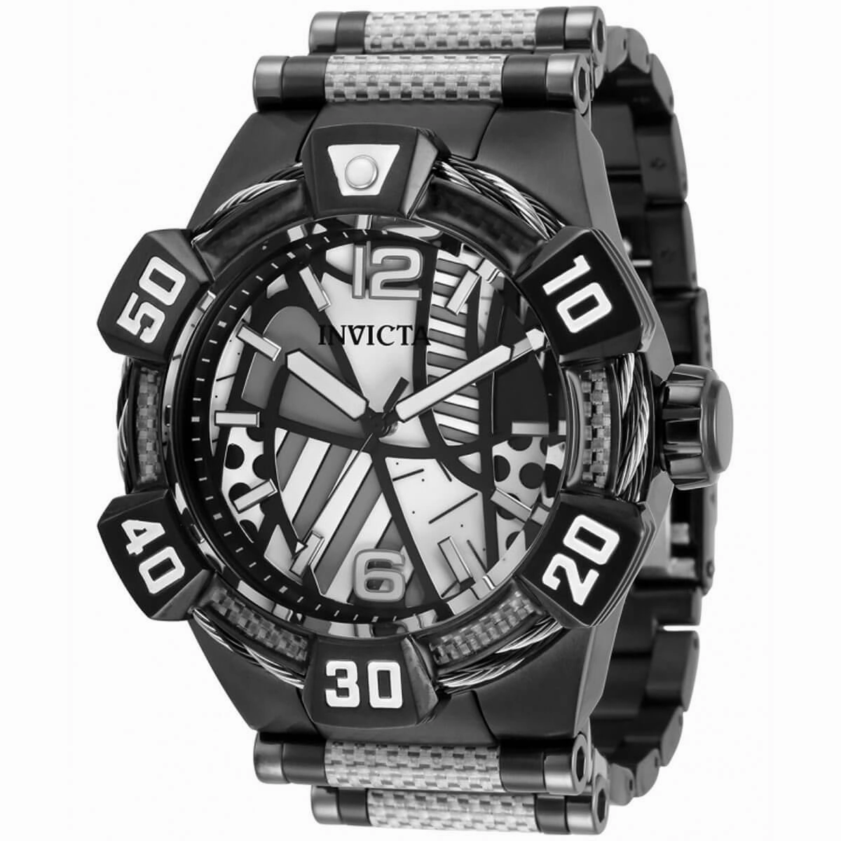Invicta Men's Watch Britto Quartz Black and White Dial Two Tone Bracelet 35281
