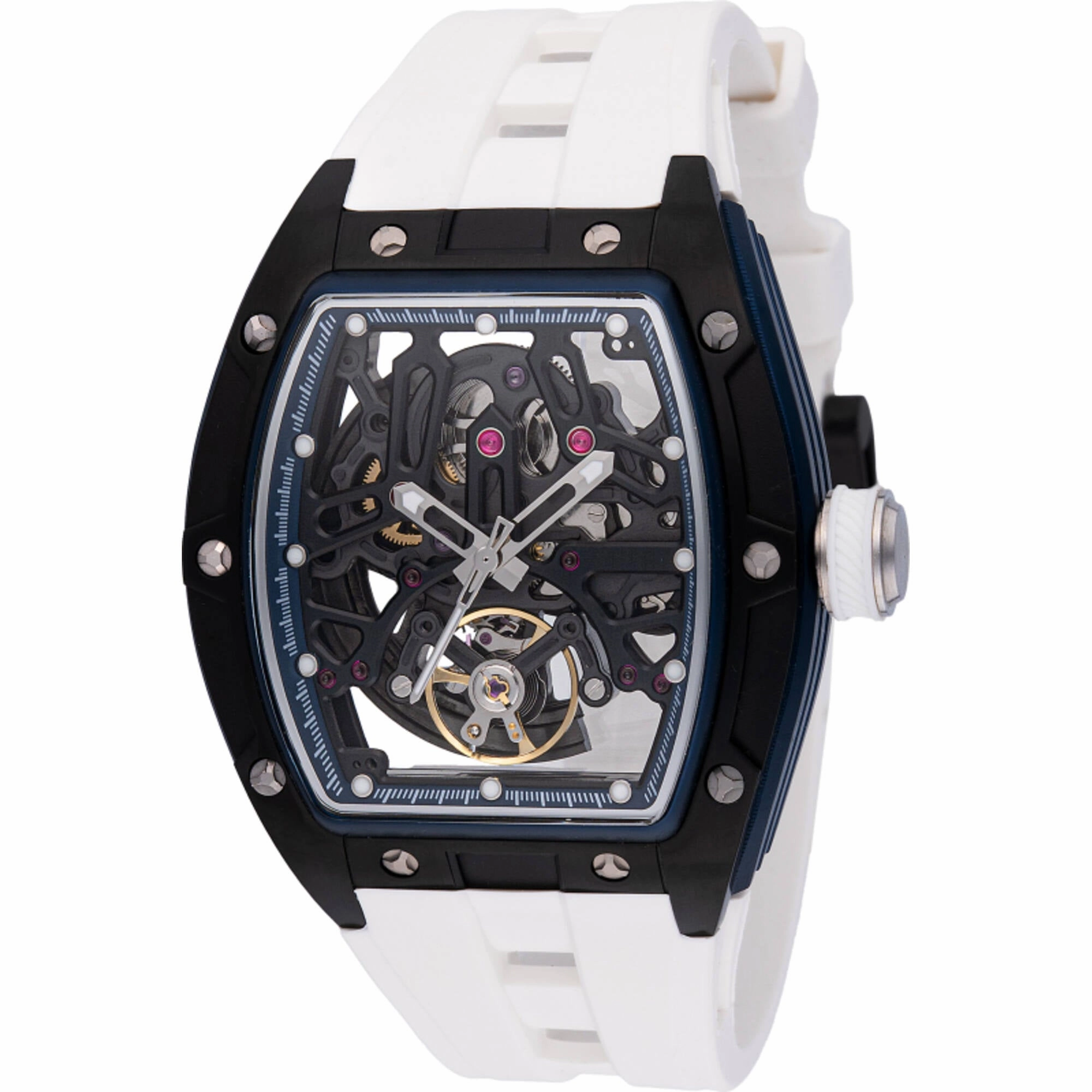 Invicta Men's Watch S1 Rally Black and Silver Skeleton Dial Silicone Strap 49030