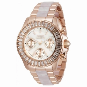 Invicta Women's Chrono Watch - Angel Two Tone Rose Gold and White Bracelet | 34421