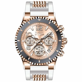 Invicta Women's Chronograph Watch - BLU Black Rubber and Rose Gold SS Strap | 36910
