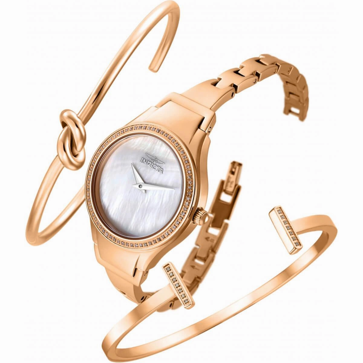 Invicta Women's Diamond Watch - Angel Diamond MOP Dial Rose Gold Bracelet | 28506