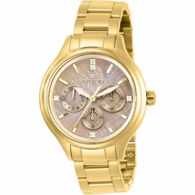 Invicta Women's Quartz Watch - Angel Brown MOP Dial Yellow Gold Bracelet | 28736