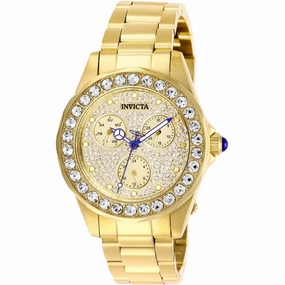 Invicta Women's Quartz Watch - Angel Crystal Pave Gold Tone Dial Bracelet | 28461