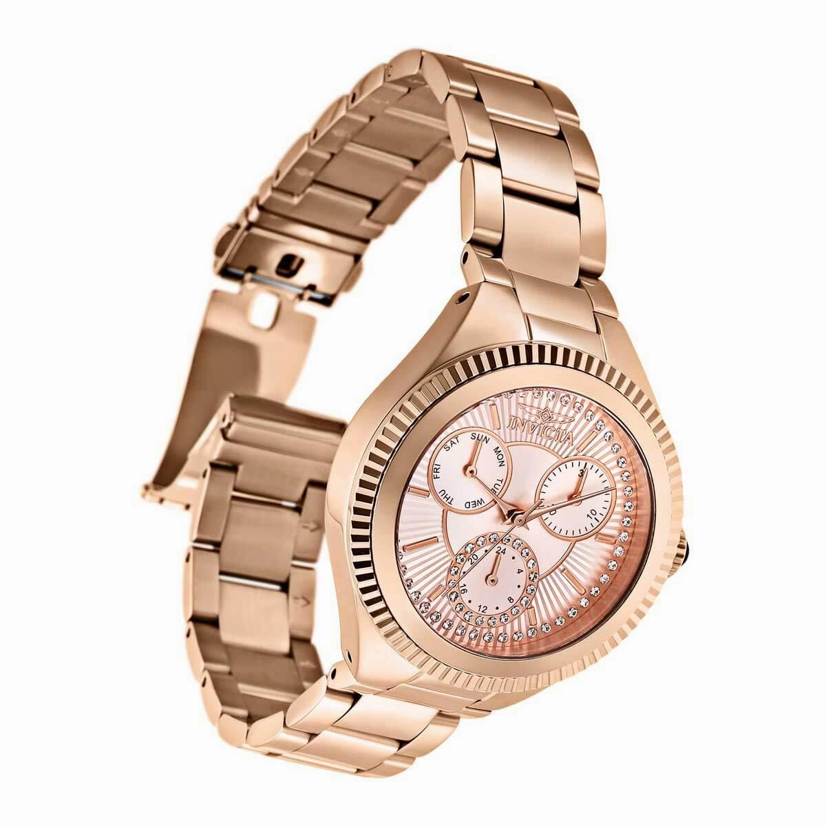 Invicta Women's Quartz Watch - Angel Crystal Rose Gold Dial Bracelet | 28346