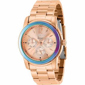 Invicta Women's Quartz Watch - Angel Day-Date Rose Gold Dial Steel Bracelet | 40224