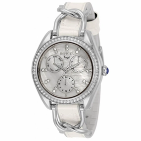 Invicta Women's Quartz Watch - Angel MOP Dial Silver and White Strap Crystal | 31205