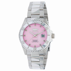Invicta Women's Quartz Watch - Angel Pink MOP Dial Silver Bracelet Diamond | 30940