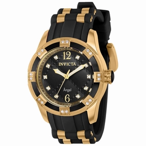 Invicta Women's Quartz Watch - Angel Two Tone Black and Yellow Gold Strap | 36716