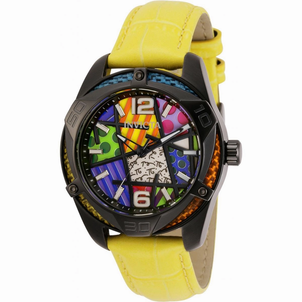 Invicta Women's Quartz Watch - Britto Multi Colored Dial Yellow Leather Strap | 32403