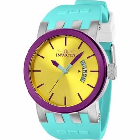 Invicta Women's Quartz Watch - DNA Date Yellow Dial Light Green Silicone Strap | 36962