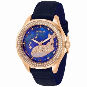 Invicta Women's Quartz Watch - Wildflower Whale Rose Gold Case Blue Strap | 32671