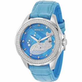 Invicta Women's Quartz Watch - Wildflower Whale Silver Tone Case Blue MOP Dial | 32673
