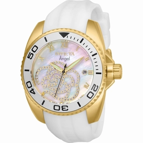 Invicta Women's Watch - Angel Quartz Mother of Pearl Dial White Rubber Strap | 28677