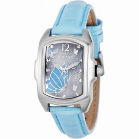 Invicta Women's Watch - Lupah Quartz Butterfly Print Dial Blue Leather Strap | 37116