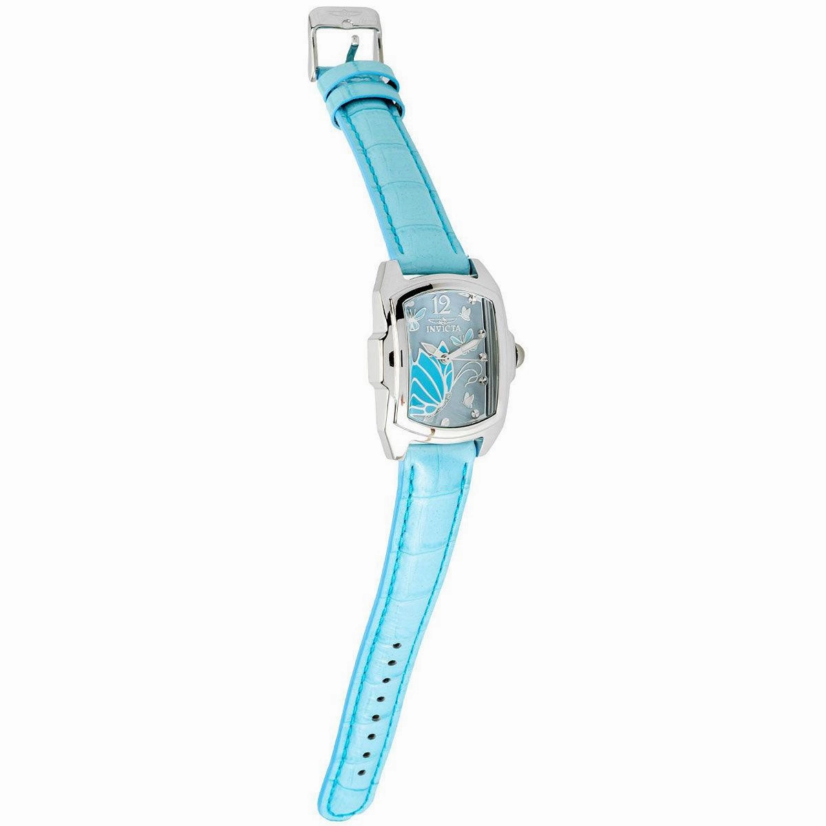 Invicta Women's Watch - Lupah Quartz Butterfly Print Dial Blue Leather Strap | 37116