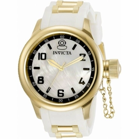 Invicta Women's Watch - Russian Diver White Dial Yellow Gold and White Strap | 31252