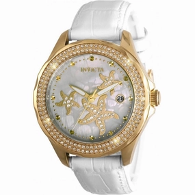 Invicta Women's Watch - Wildflower Starfish Yellow Gold Case White Strap | 32666