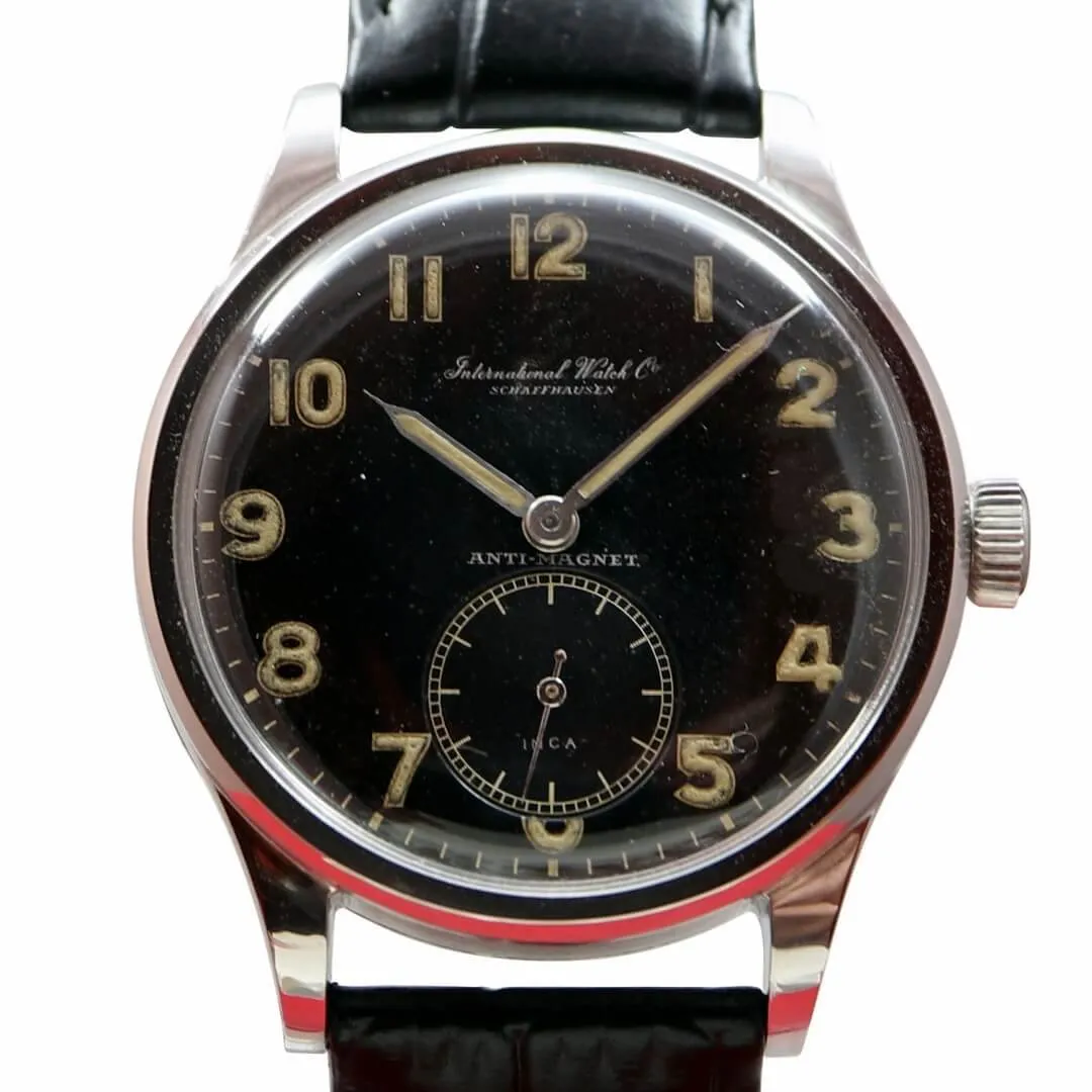 IWC Hermet Sport Cal. 83 1940's Black Dial Men's Steel Vintage Watch