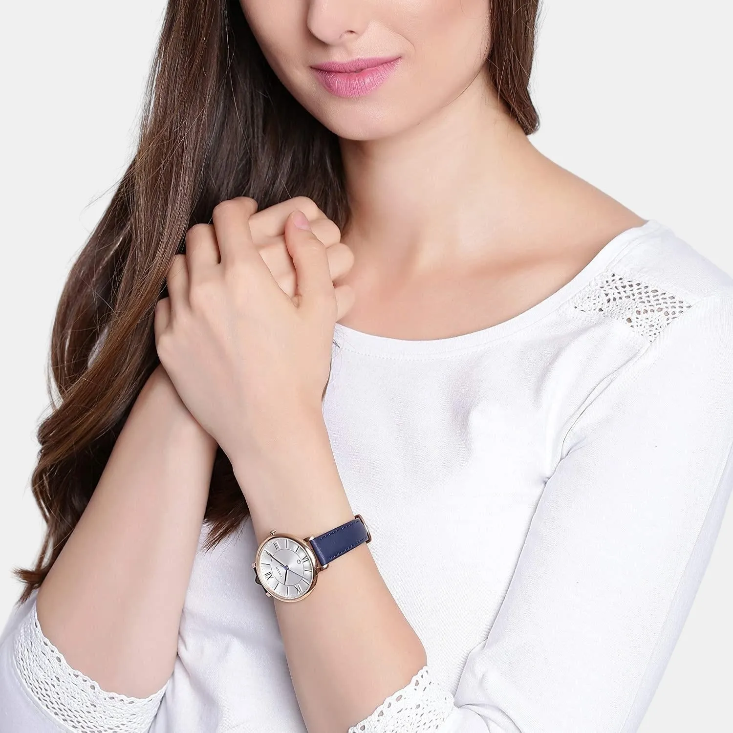 Jacqueline Women Quartz Silver Dial Analog Leather Watch ES3843