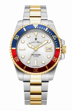 JDM Swiss-Made Pro Scuba 43 Two Tone Red/Blue Bezel Watch JWG02805