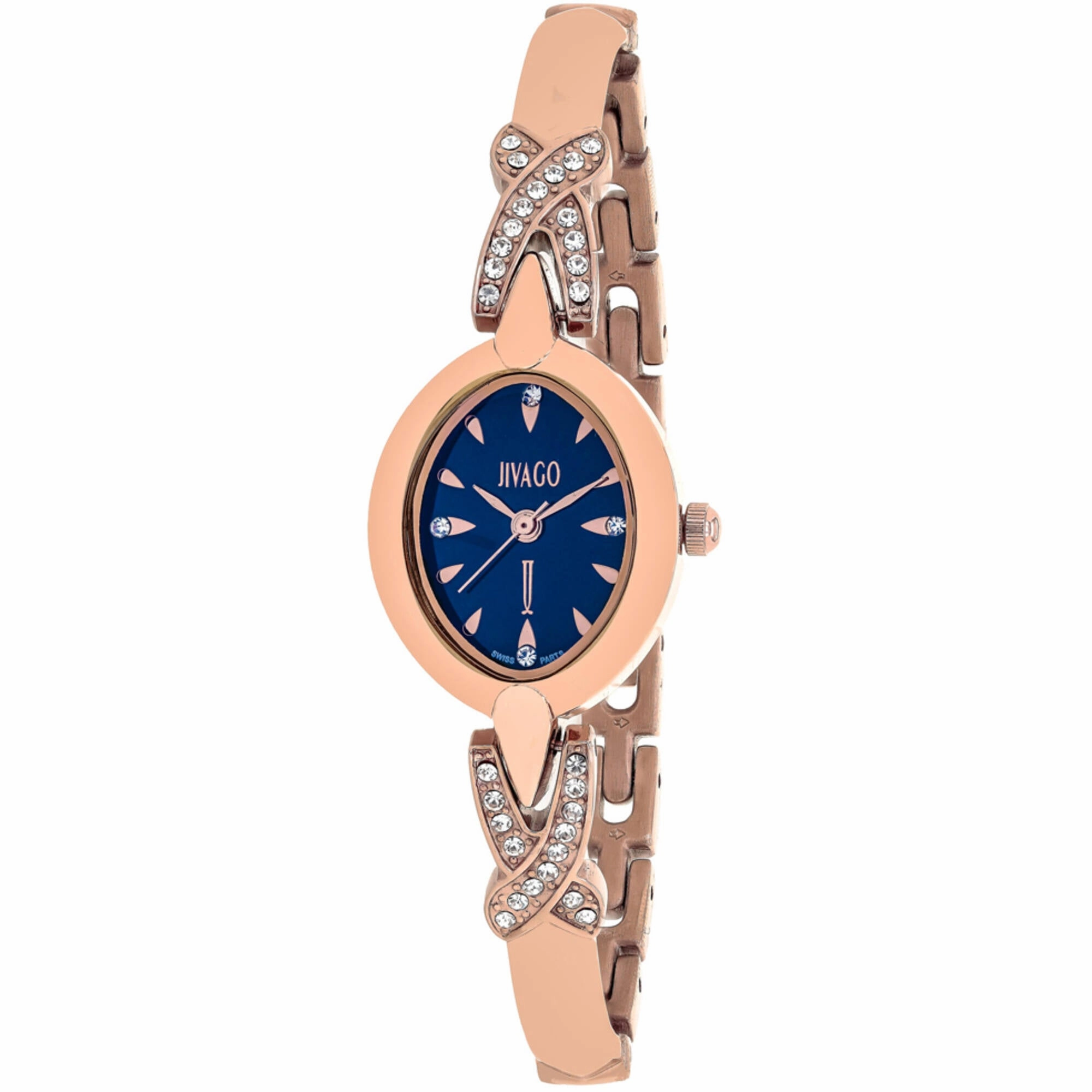 Jivago Women's Watch - Via Quartz Blue Dial Rose Gold Steel Bracelet Crystal | JV3614