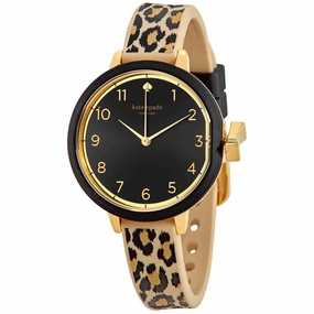 Kate Spade Women's Watch - Park Row Quartz Black Dial Leopard Rubber Strap | KSW1485