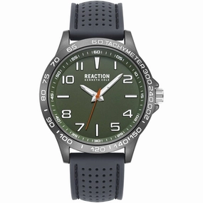 Kenneth Cole Reaction Men's Watch - Green Dial Grey Silicone Strap | KRWGM2187103