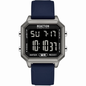 Kenneth Cole Reaction Unisex Watch - Retro Digital Blue Silicone Strap | KRWGM7000802