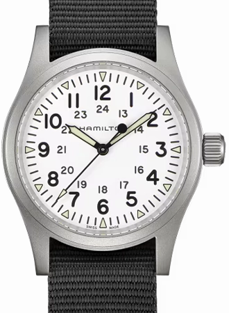 Khaki Field Mechanical Handwinding White 38 - Black Nylon Strap Ref. H69439910