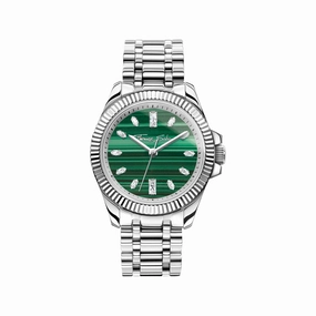 Ladies Dark Green Malachite Divine Watch Silver