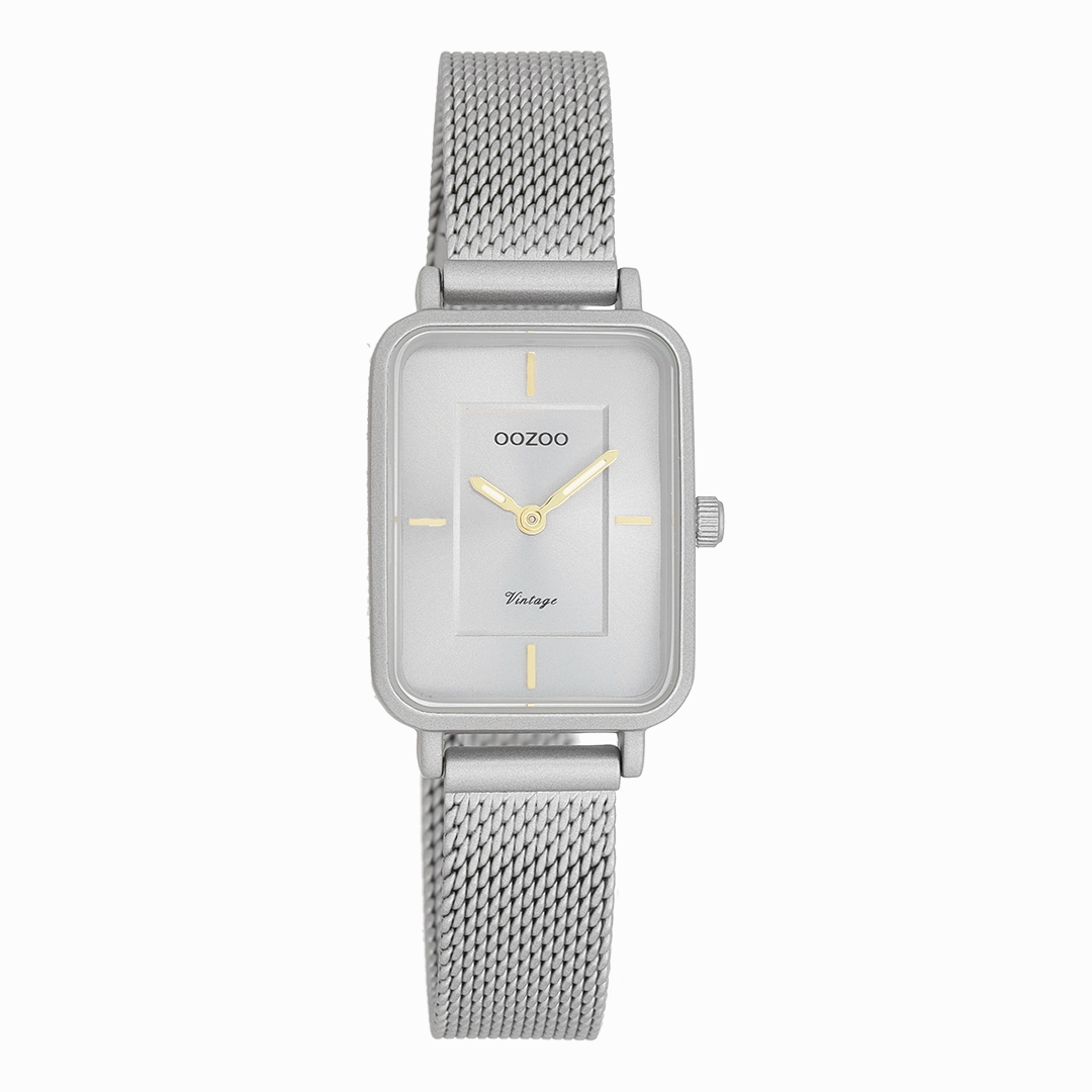 Light grey OOZOO watch with metal mesh bracelet - C20383