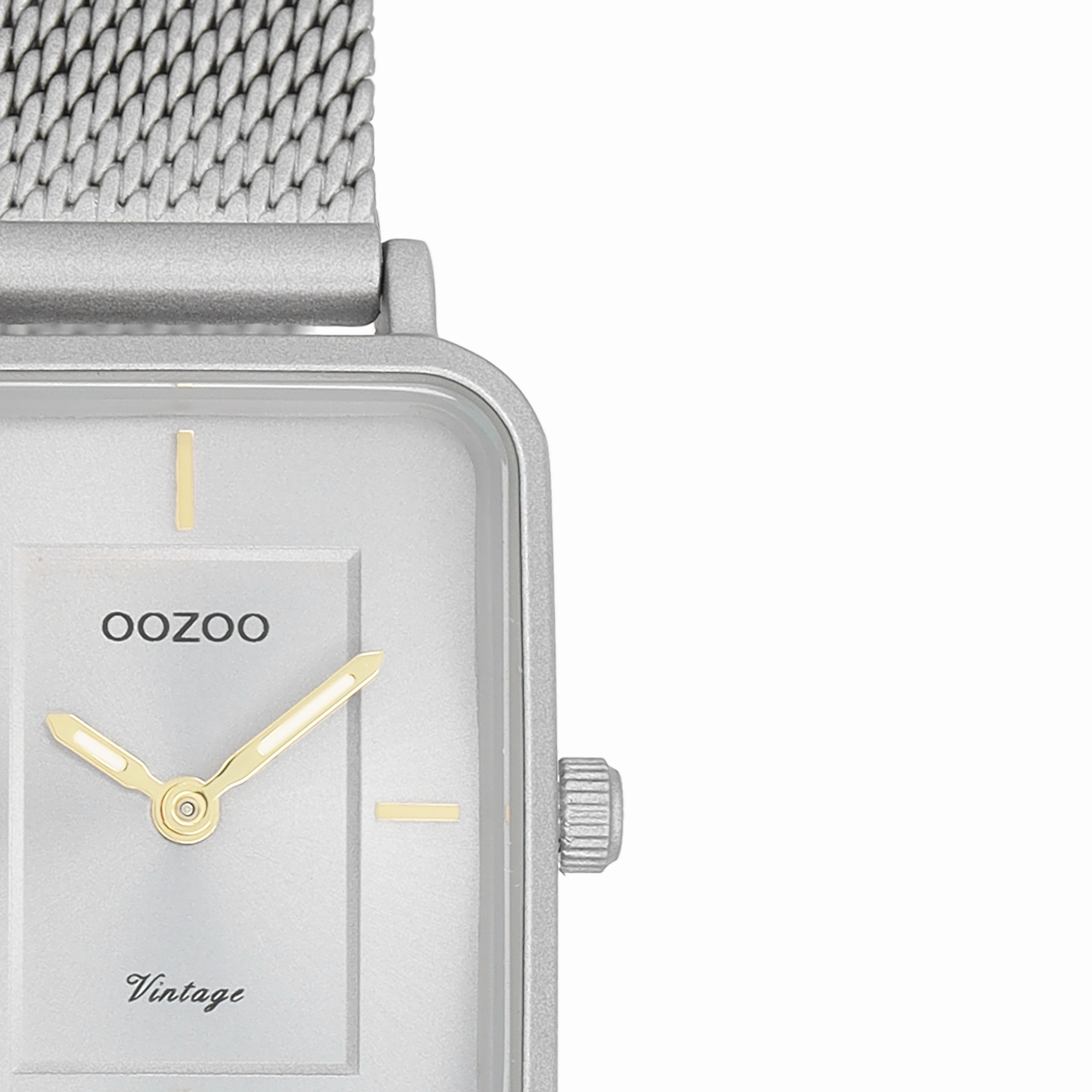 Light grey OOZOO watch with metal mesh bracelet - C20383