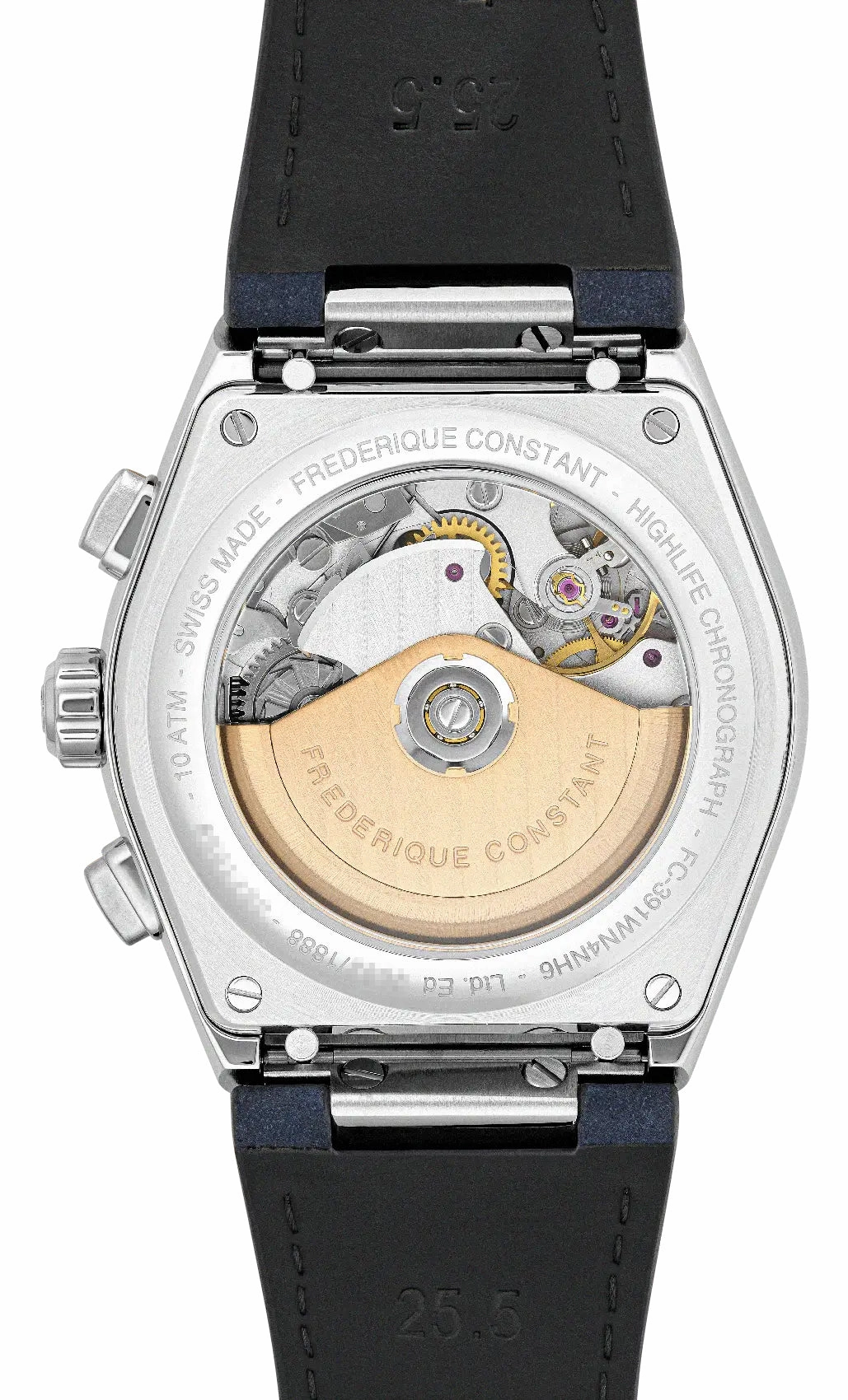 Limited Edition Frederique Constant Highlife Automatic Chronograph Silver Dial Blue Leather Strap Interchangeable Blue Rubber/Steel Bracelet Date Mens Watch FC-391WN4NH6