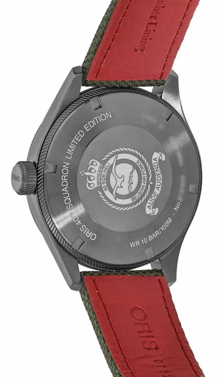 Limited Edition Oris Big Crown ProPilot 40th Squadron Automatic Gray PVD Black Dial Green Textile Strap Big Day/Date Mens Watch 752 7698 4274-Set TS