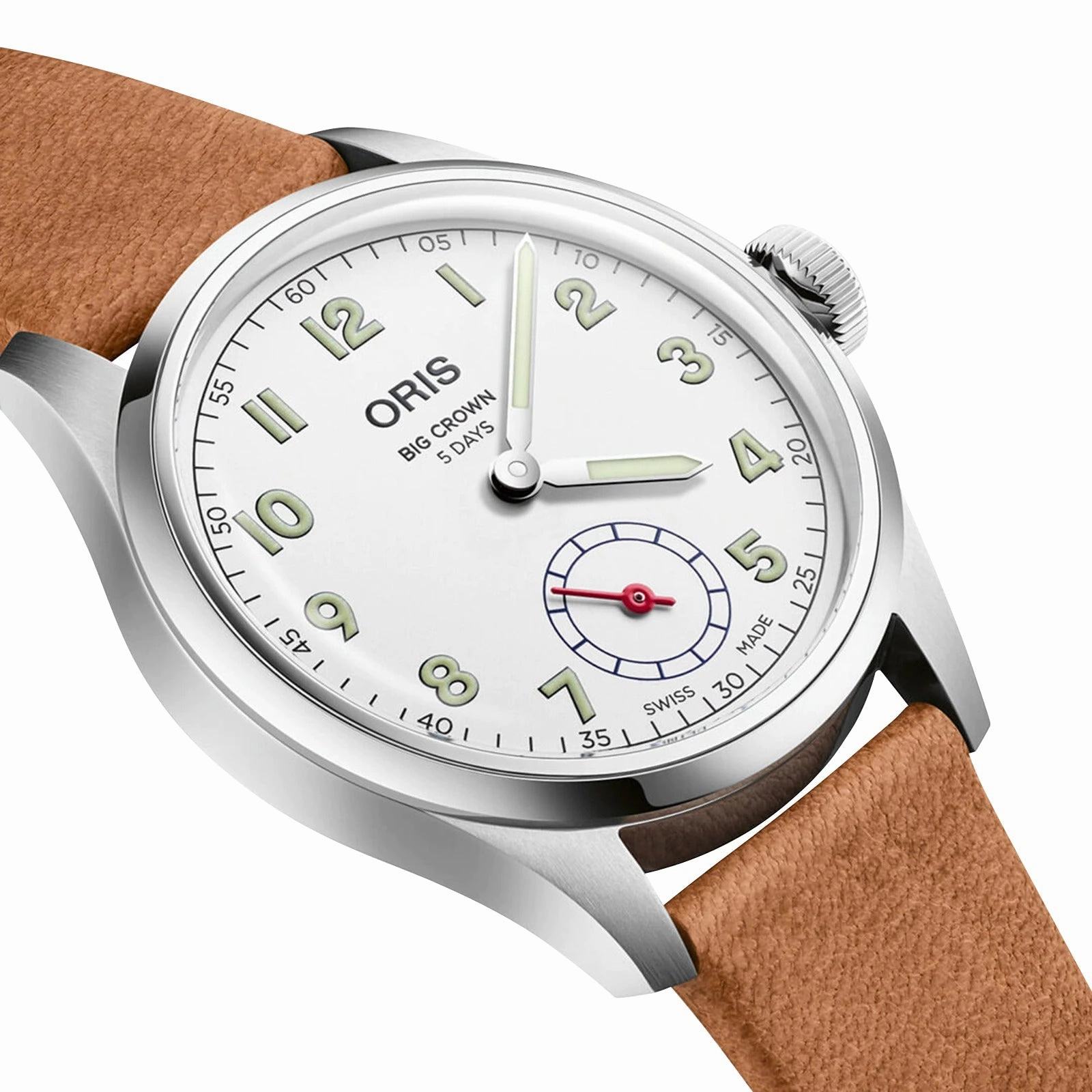Limited Edition Oris Big Crown Wings Of Hope Automatic Stainless Steel White Dial Beige Leather Strap Mens Watch 401 7781 4081-Set
