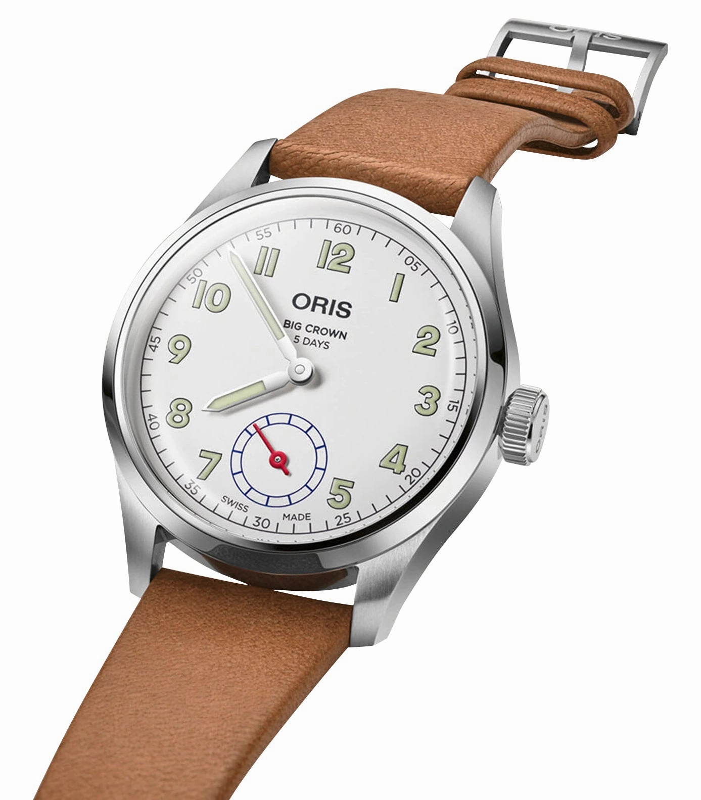 Limited Edition Oris Big Crown Wings Of Hope Automatic Stainless Steel White Dial Beige Leather Strap Mens Watch 401 7781 4081-Set