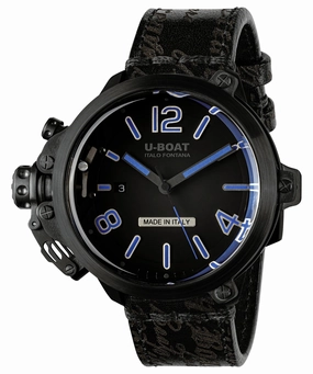 Limited Edition U-Boat Capsule Automatic Black PVD Black Dial Black Leather Strap Date Mens Watch 8806