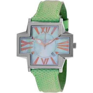Locman Women's Watch - Italy Plus MOP Dial Green Leather Strap | 180MOPGR/GRKS