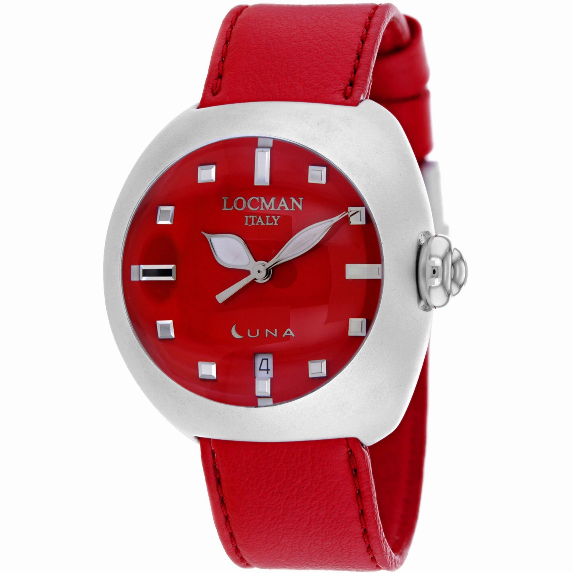 Locman Women's Watch - Classic Quartz Aluminum Case Red Dial Leather Strap | 4100RD