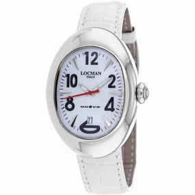 Locman Women's Watch - Classic Silver Tone Case White Dial Leather Strap | 2000MW
